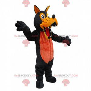 Schwarzes Wolf Maskottchen und erschreckende Orange -