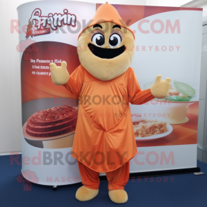 Peach Biryani mascot costume character dressed with a Hoodie and Shoe clips