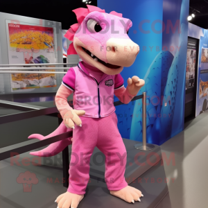 Pink Lizard maskot kostume...