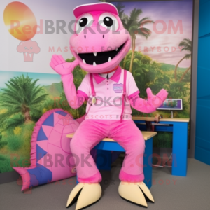 Pink Lizard maskot kostume...
