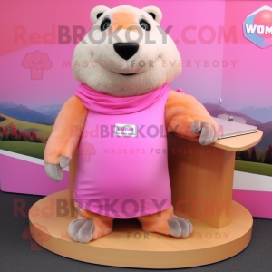 Rosa Marmot maskot kostym...