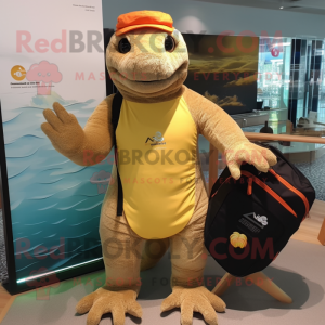 Guld Komodo Dragon maskot...