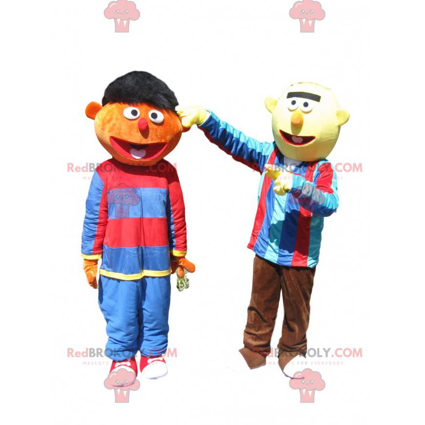 Morsom brun og gul snømannmaskotteduo - Redbrokoly.com Morsom brun og gul snømannmaskotteduo - Redbrokoly.com