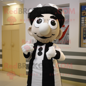 Olive Mime mascot costume character dressed with a Oxford Shirt and Scarves