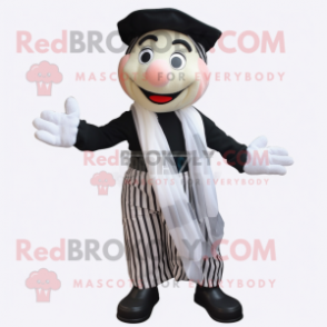 Olive Mime mascot costume character dressed with a Oxford Shirt and Scarves