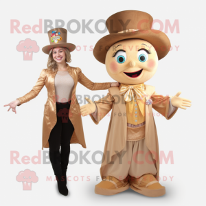 Tan Magician mascot costume character dressed with a Blouse and Brooches