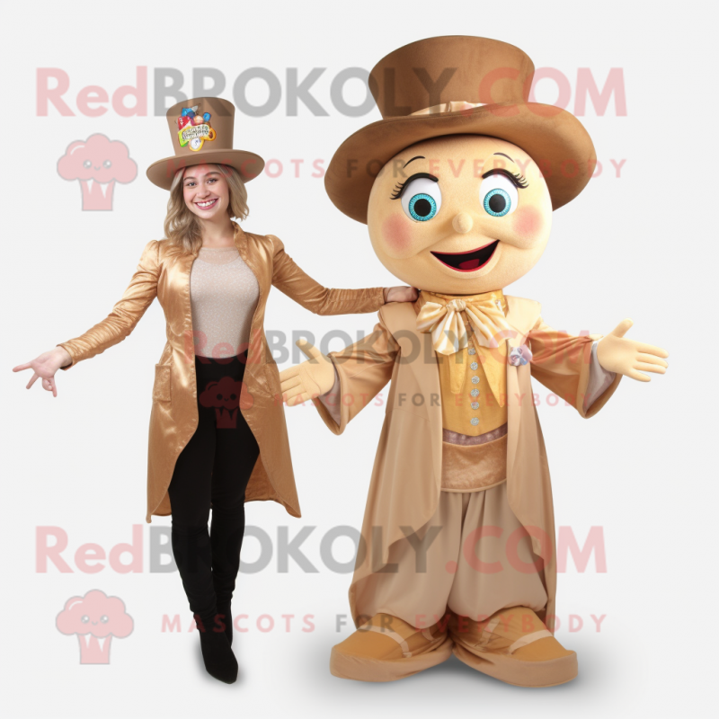 Tan Magician mascot costume character dressed with a Blouse and Brooches Tan Magician mascot costume character dressed with a Blouse and Brooches