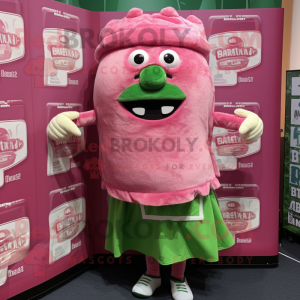 Pink Corned Beef And Cabbage mascot costume character dressed with a Shorts and Beanies