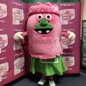 Pink Corned Beef And Cabbage mascot costume character dressed with a Shorts and Beanies