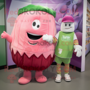 Pink Corned Beef And Cabbage mascot costume character dressed with a Shorts and Beanies