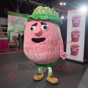 Pink Corned Beef And Cabbage mascot costume character dressed with a Shorts and Beanies
