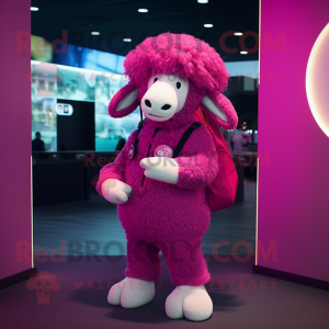 Magenta schapen mascotte...