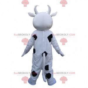 Mascotte della mucca in bianco e nero. Costume da mucca -