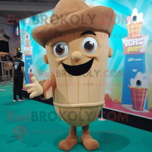 Brown Pop Corn mascot costume character dressed with a Tank Top and Caps