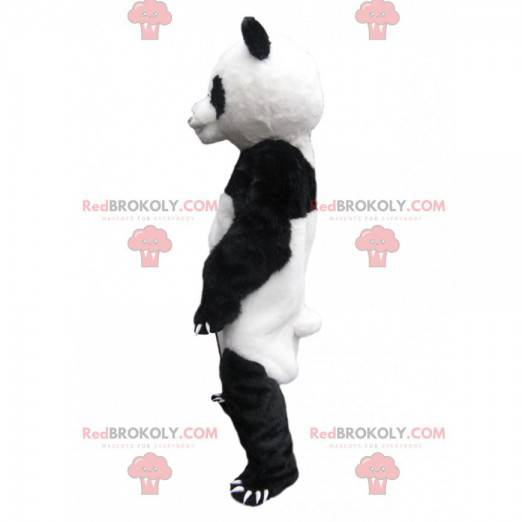 Mascote do panda branco e preto com grandes garras -