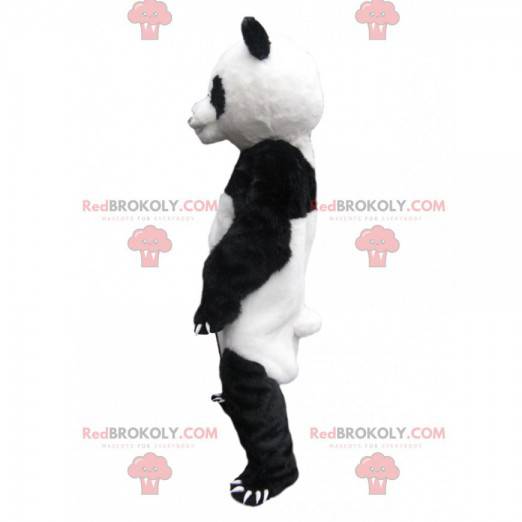 Weißes und schwarzes Panda-Maskottchen mit großen Krallen -