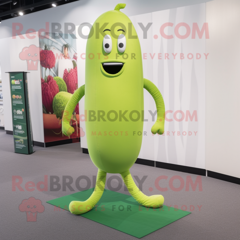 Yellow Green Bean mascot costume character dressed with a Yoga Pants and Hairpins