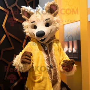 Guld Hyena maskot kostym...