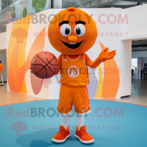 Orange Basketball Ball mascot costume character dressed with a Playsuit and Belts