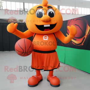 Orange Basketball Ball mascot costume character dressed with a Playsuit and Belts