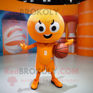 Orange Basketball Ball mascot costume character dressed with a Playsuit and Belts