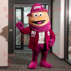 Magenta Attorney mascot costume character dressed with a Corduroy Pants and Scarf clips