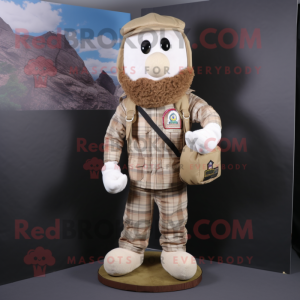 Cream Special Air Service mascot costume character dressed with a Flannel Shirt and Wallets