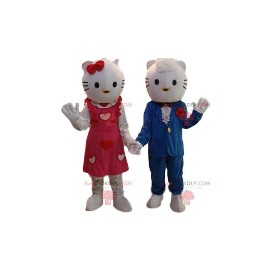 Hallo Kitty Maskottchen Duo und ihr Liebling im Kostüm -