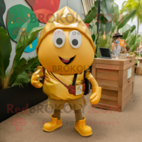 Gold Beet mascot costume character dressed with a Cargo Shorts and Keychains