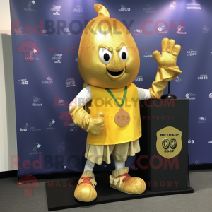 Gold Beet mascot costume character dressed with a Cargo Shorts and Keychains