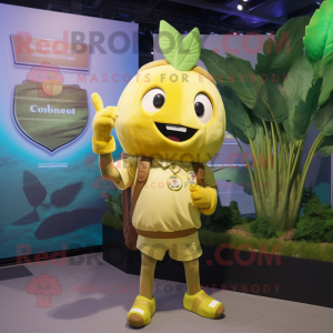 Gold Beet mascot costume character dressed with a Cargo Shorts and Keychains