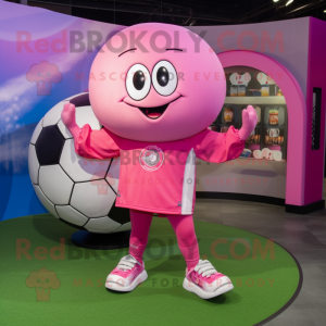 Rosa fotboll maskot kostym...