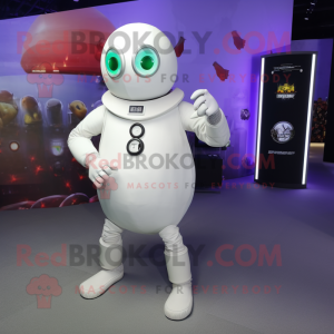 White Grenade mascot costume character dressed with a Long Sleeve Tee and Smartwatches