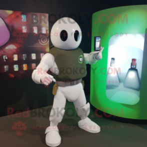 White Grenade mascot costume character dressed with a Long Sleeve Tee and Smartwatches