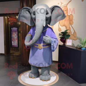 nan Elephant mascot costume character dressed with a Evening Gown and Belts