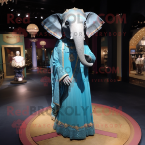 nan Elephant mascot costume character dressed with a Evening Gown and Belts