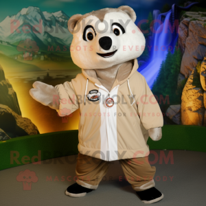 Beige Badger maskot kostym...