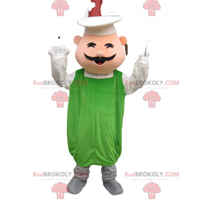 Mascotte de Chef avec une toque et une moustache - Mascotte de Chef avec une toque et une moustache -