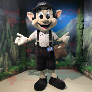 Black Tooth Fairy mascot costume character dressed with a Cargo Shorts and Suspenders