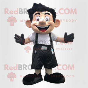 Black Tooth Fairy mascot costume character dressed with a Cargo Shorts and Suspenders