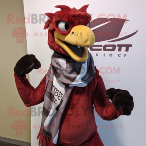 Rödbrun Utahraptor maskot...