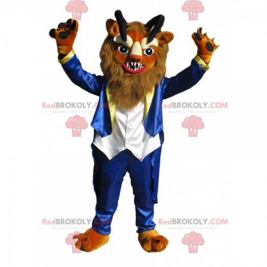 Fierce lion mascot with black horns - Redbrokoly.com