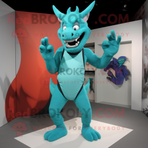 Cyan Chupacabra maskotdräkt...