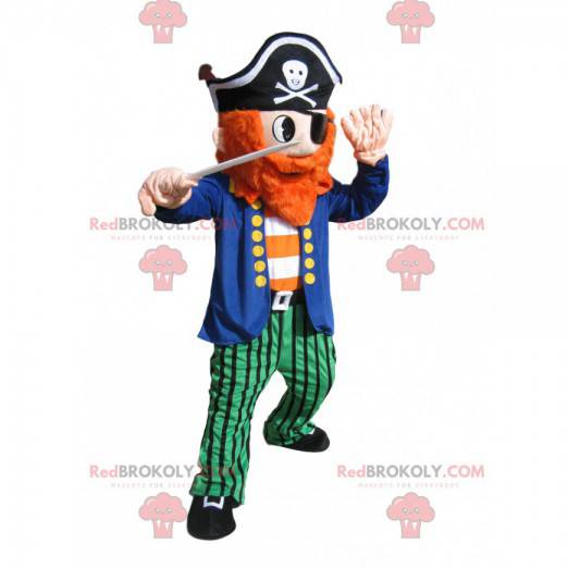 Barbarossa mascot with a pirate hat and a sword - Redbrokoly.com