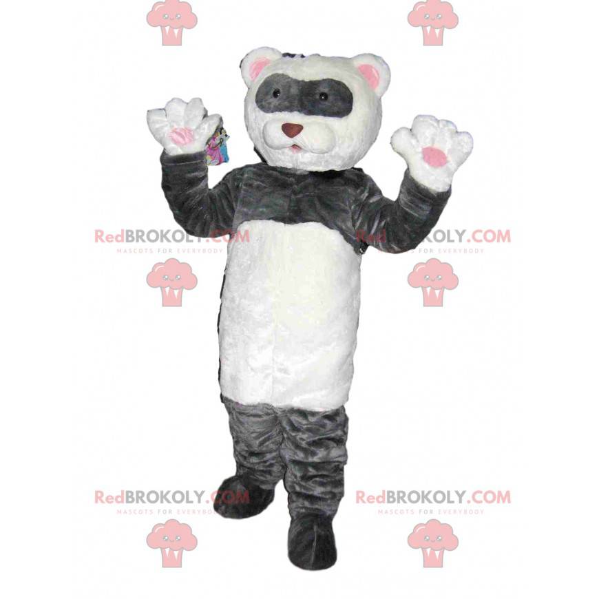 Polar bear mascot and touching gray. Bear costume -