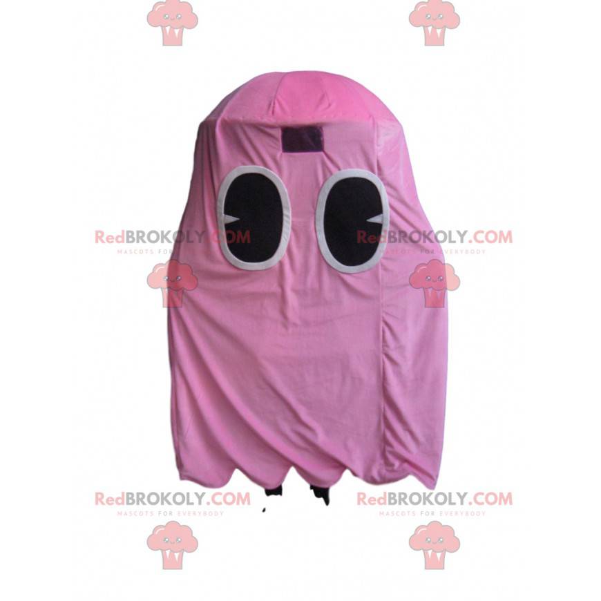 Mascot van de roze geest van Pacman, het gele karakter van de