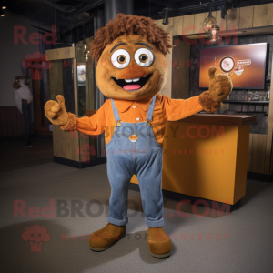 Brown Orange mascot costume character dressed with a Mom Jeans and Pocket squares