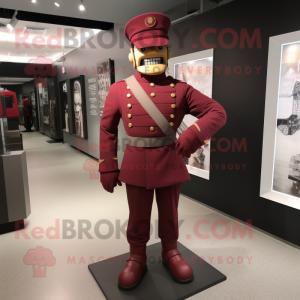 Maroon Army Soldier mascot costume character dressed with a Leggings and Cufflinks