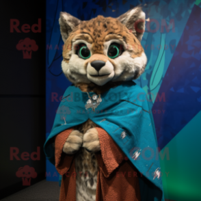 nan Bobcat mascot costume character dressed with a Cover-up and Shawls