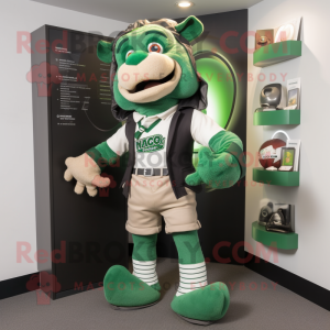 Green Attorney mascot costume character dressed with a Rugby Shirt and Scarf clips